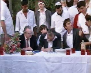  מאוד  הרב מאיר כהנא היד מכהן ורוקד בחתונתם של לני ויעל גולדברג בישיבת נחלים, 1 7 87(1) 00:27:02